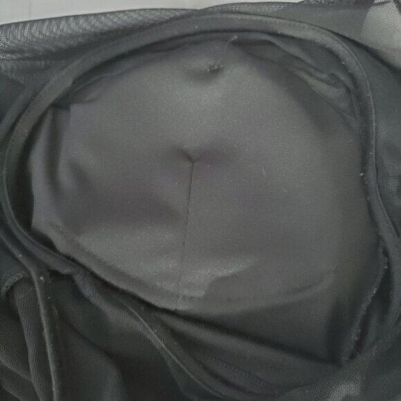 A'gaci Peplum Faux Leather Sweetheart Rocker Chic Sheer top- Size Small - Picture 8 of 10